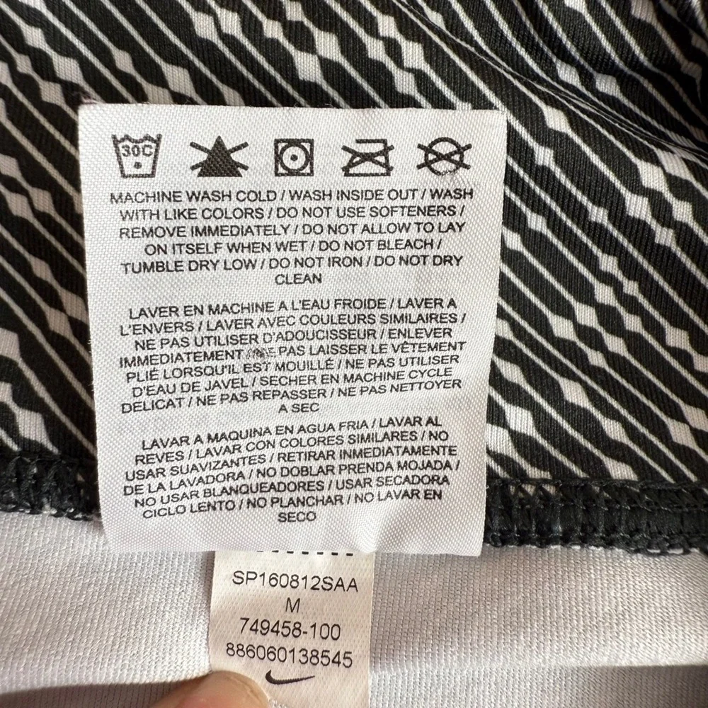 Nike Dri Fit Medium Running Cropped Leggings‎ Black White Patterned Women's